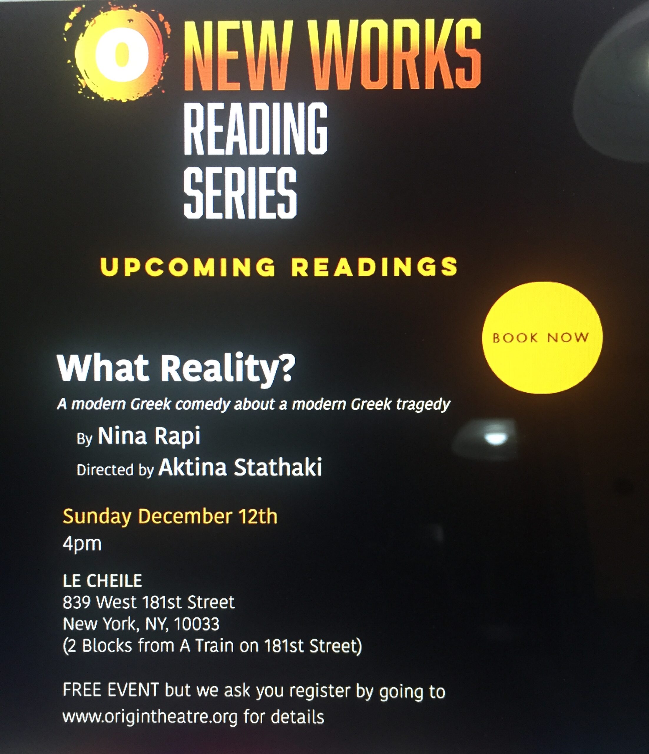 What Reality? By Nina Rapi, Directed By Aktina Stathaki, At Origin Theatre, New York, 12/12/21